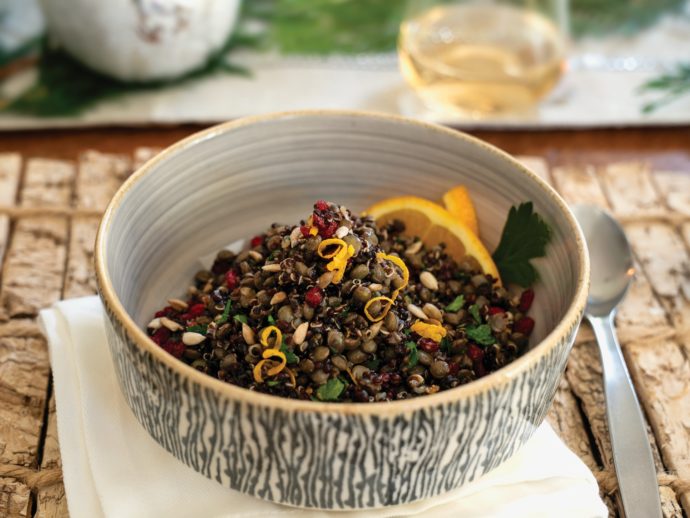 Spiced Black Quinoa and Du Puy Lentil Pilaf with Cumin-Ginger Vinaigrette